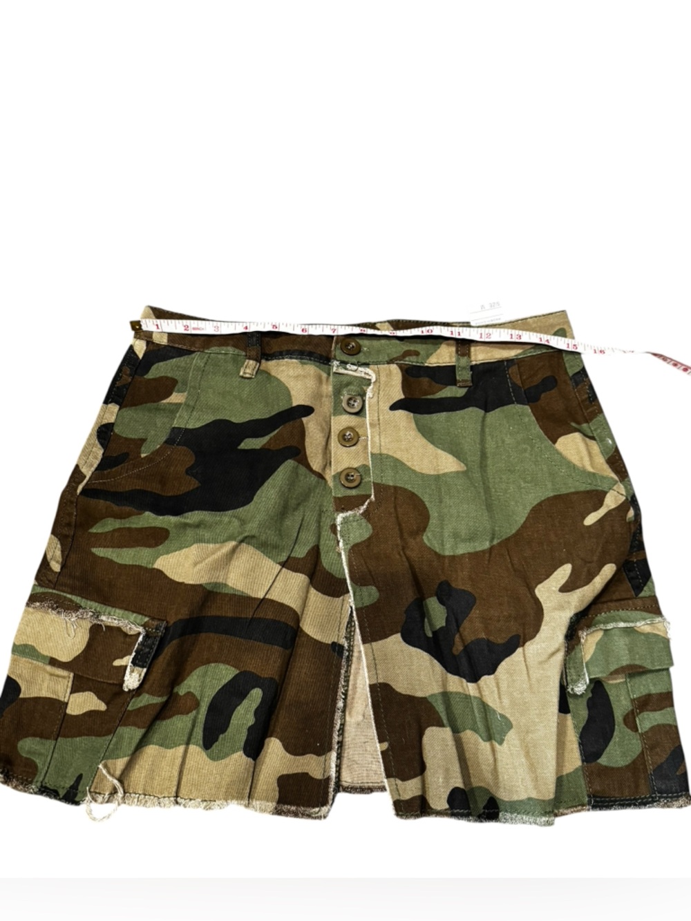 Camo Cargo Mini Skirt High Slit Utility Pocket Y2K Streetwear Festival Size M - Picture 5 of 7